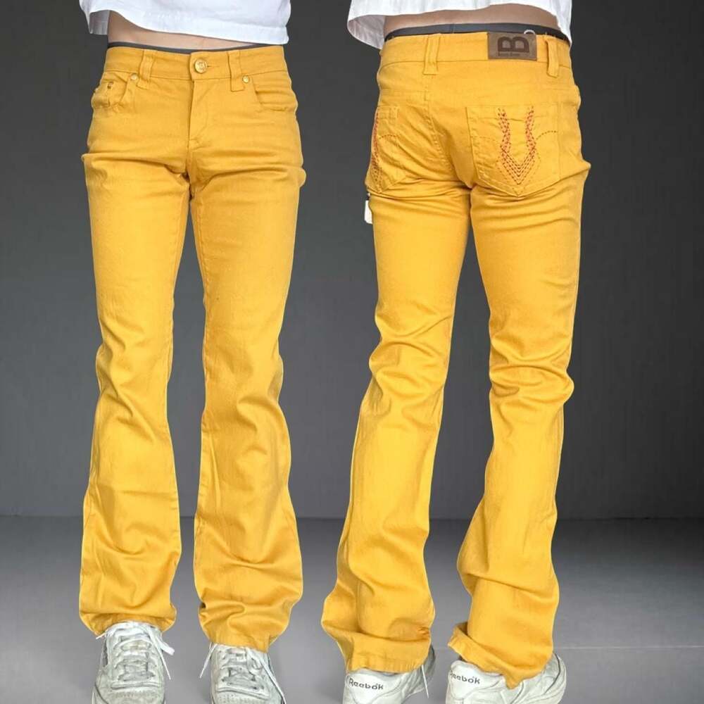 Vintage Y2K Boom Boom Jeans Low Rise Bootcut Flare Mustard Yellow